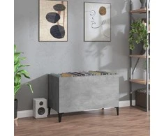 Vinilinių plokštelių spintelė, betono, 74,5x38x48cm, mediena