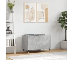 Vinilinių plokštelių spintelė, betono, 74,5x38x48cm, mediena