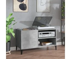 Vinilinių plokštelių spintelė, betono, 84,5x38x48cm, mediena