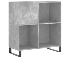 Vinilinių plokštelių spintelė, betono, 84,5x38x89cm, mediena
