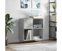 Vinilinių plokštelių spintelė, betono, 84,5x38x89cm, mediena