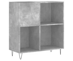 Vinilinių plokštelių spintelė, betono, 84,5x38x89cm, mediena