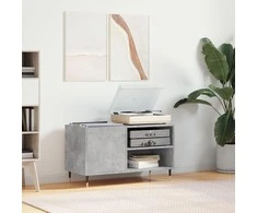 Vinilinių plokštelių spintelė, betono, 85x38x48cm, mediena