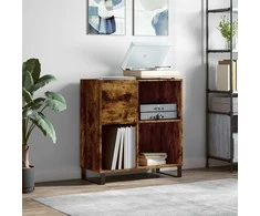 Vinilinių plokštelių spintelė, dūminė, 84,5x38x89cm, mediena