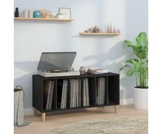 Vinilinių plokštelių spintelė, juoda, 100x38x48cm, mediena