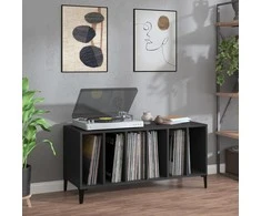 Vinilinių plokštelių spintelė, juoda, 100x38x48cm, mediena