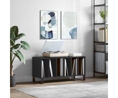 Vinilinių plokštelių spintelė, juoda, 100x38x48cm, mediena