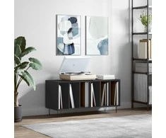 Vinilinių plokštelių spintelė, juoda, 100x38x48cm, mediena