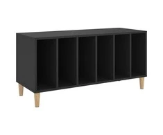 Vinilinių plokštelių spintelė, juoda, 100x38x48cm, mediena