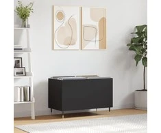 Vinilinių plokštelių spintelė, juoda, 74,5x38x48cm, mediena