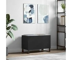 Vinilinių plokštelių spintelė, juoda, 74,5x38x48cm, mediena