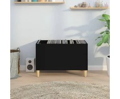 Vinilinių plokštelių spintelė, juoda, 74,5x38x48cm, mediena
