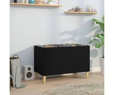 Vinilinių plokštelių spintelė, juoda, 74,5x38x48cm, mediena