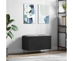 Vinilinių plokštelių spintelė, juoda, 74,5x38x48cm, mediena