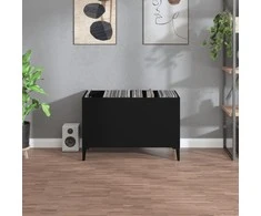 Vinilinių plokštelių spintelė, juoda, 74,5x38x48cm, mediena