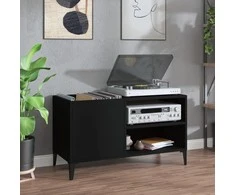 Vinilinių plokštelių spintelė, juoda, 84,5x38x48cm, mediena