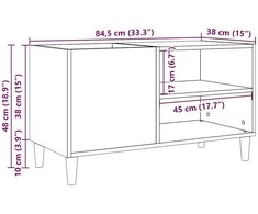 Vinilinių plokštelių spintelė, medienos, 84,5x38x48cm, mediena
