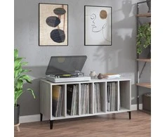 Vinilinių plokštelių spintelė, pilka, 100x38x48cm, mediena