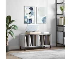 Vinilinių plokštelių spintelė, pilka, 100x38x48cm, mediena