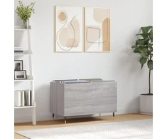 Vinilinių plokštelių spintelė, pilka, 74,5x38x48cm, mediena
