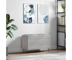 Vinilinių plokštelių spintelė, pilka, 74,5x38x48cm, mediena