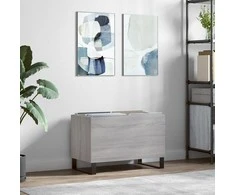 Vinilinių plokštelių spintelė, pilka, 74,5x38x48cm, mediena