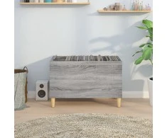 Vinilinių plokštelių spintelė, pilka, 74,5x38x48cm, mediena