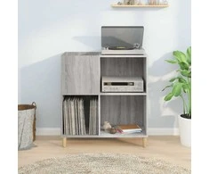 Vinilinių plokštelių spintelė, pilka, 84,5x38x89cm, mediena