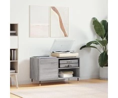 Vinilinių plokštelių spintelė, pilka, 85x38x48cm, mediena