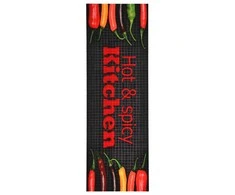 Virtuvės kilimėlis, 60x180cm, plaunamas, su užrašu Hot &amp; Spicy