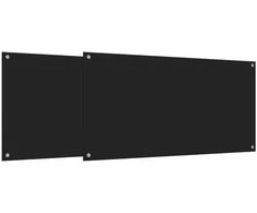Virtuvės sienelės, 2vnt., juodos, 80x50cm, grūdintas stiklas