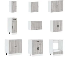 Virtuvinių spintelių komplektas, 14 dalių, Kalmar, pilka