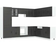 Virtuvinių spintelių komplektas, 14 dalių, Kalmar, juoda