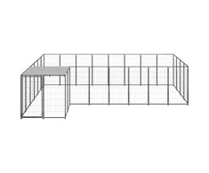 Voljeras šunims, juodos spalvos, 10,89 m², plienas