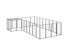 Voljeras šunims, juodos spalvos, 10,89 m², plienas