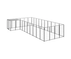 Voljeras šunims, juodos spalvos, 13,31m², plienas