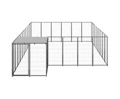 Voljeras šunims, juodos spalvos, 15,73 m², plienas