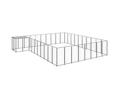 Voljeras šunims, juodos spalvos, 25,41 m², plienas