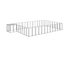 Voljeras šunims, juodos spalvos, 30,25 m², plienas