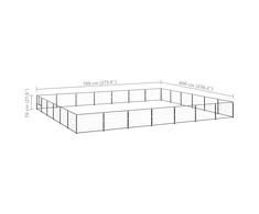 Voljeras šunims, juodos spalvos, 42m², plienas