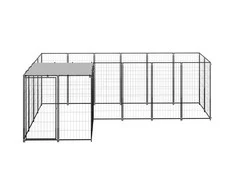 Voljeras šunims, juodos spalvos, 4,84 m², plienas