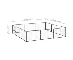 Voljeras šunims, juodos spalvos, 9m², plienas