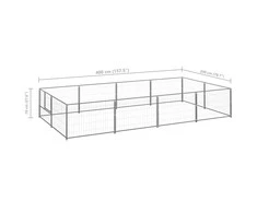 Voljeras šunims, sidabrinės spalvos, 8m², plienas