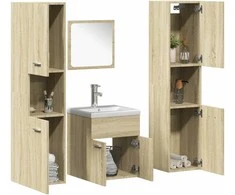 Vonios baldų komplektas, 5 dalių, ąžuolo, apdirbta mediena
