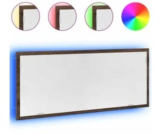 Vonios kambario LED veidrodis, rudas, 100x8,5x37cm, mediena