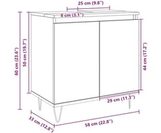 Vonios kambario spintelė, ąžuolo, 58x33x60cm, apdirbta mediena