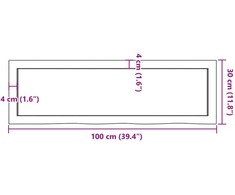 Vonios kambario stalviršis, 100x30x(2–6)cm, medienos masyvas