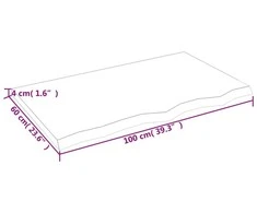 Vonios stalviršis, tamsiai rudas, 100x60x(2-4) cm, mediena