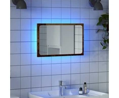 Vonios veidrodis su LED apšvietimu, medienos, 60x8,5x38cm