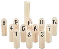 Žaidimo Number Kubb rinkinys su krepšiu, 13 dalių, pušis
